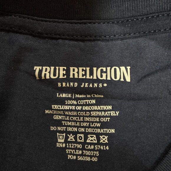 True Religion Men's Foil Taping Long Sleeve T-Shirt Blue Size L New with Tags - Picture 7 of 7